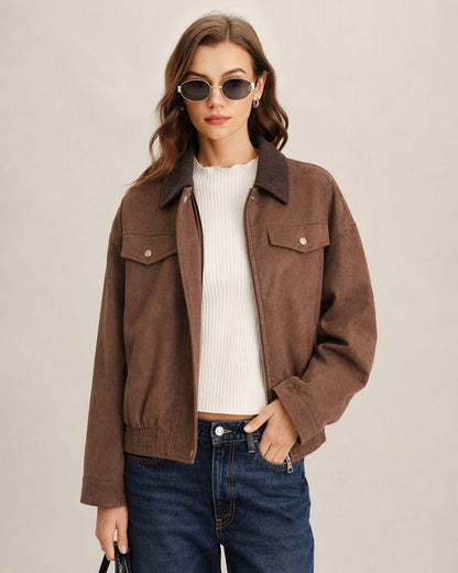 Women's Zipper Button Jacket | Belluvyn