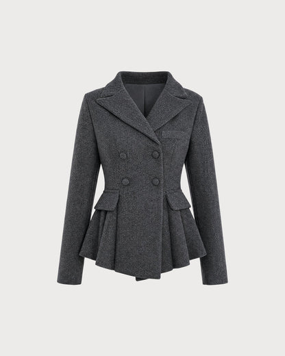 Women's Double Breasted Gray Blazer | Belluvyn