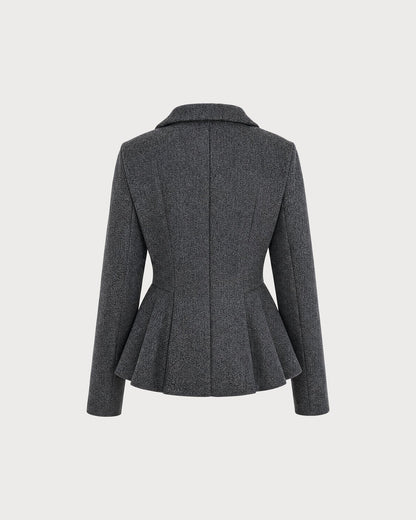 Women's Double Breasted Gray Blazer | Belluvyn