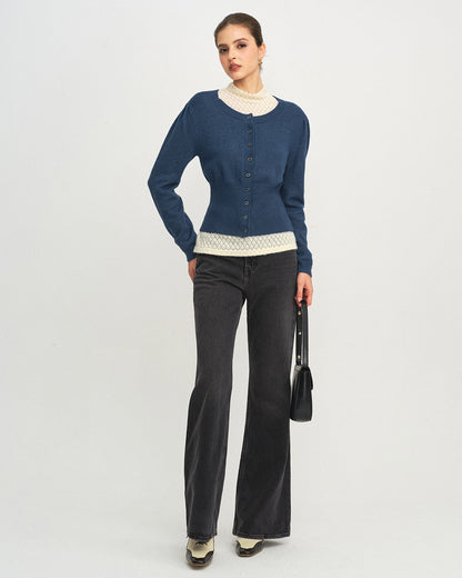 Women's Round Neck Slim Knit Cardigan | Belluvyn