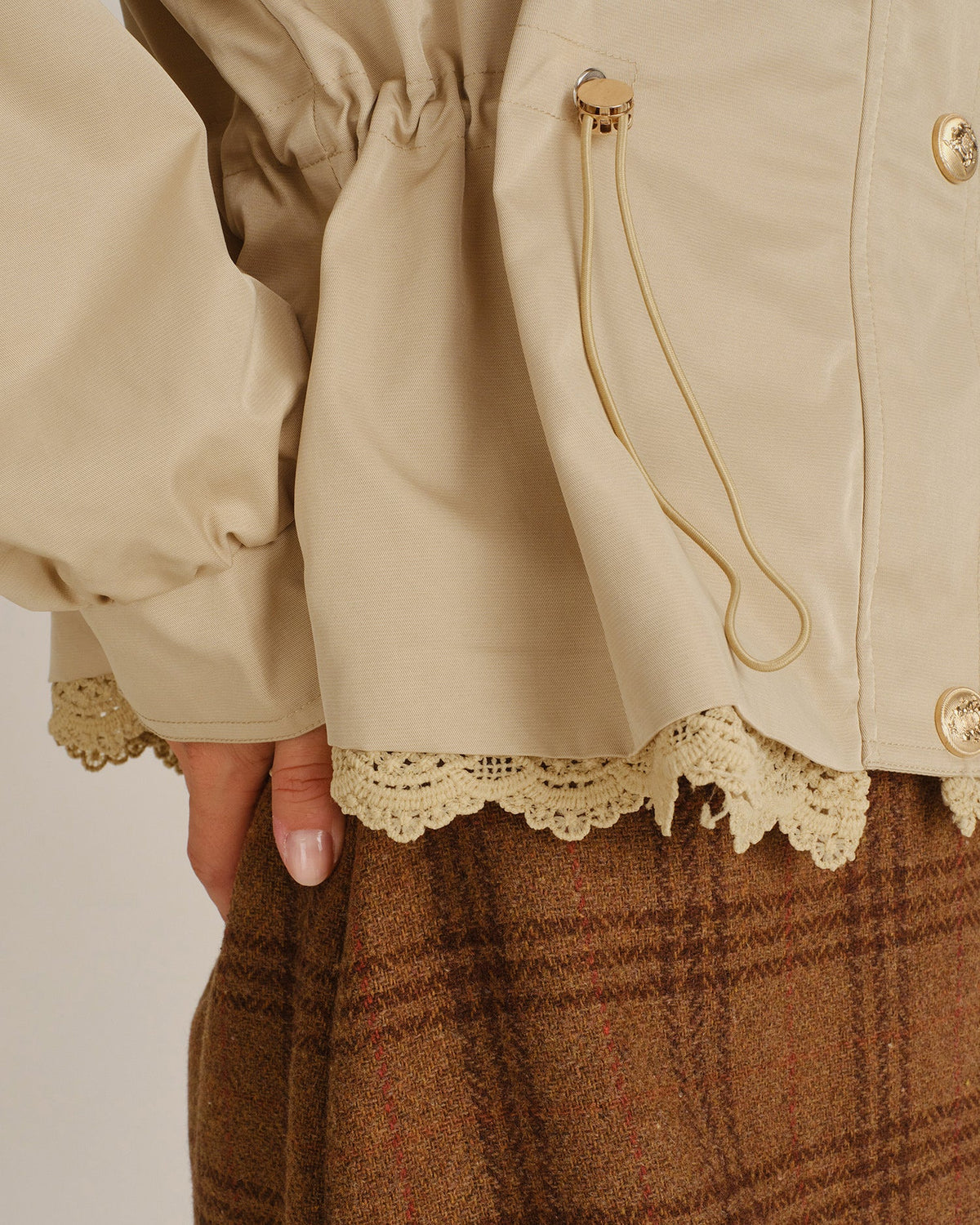 Women's Khaki Patchwork Zipper Jacket | Belluvyn