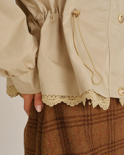 Women's Khaki Patchwork Zipper Jacket | Belluvyn