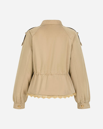 Women's Khaki Patchwork Zipper Jacket | Belluvyn