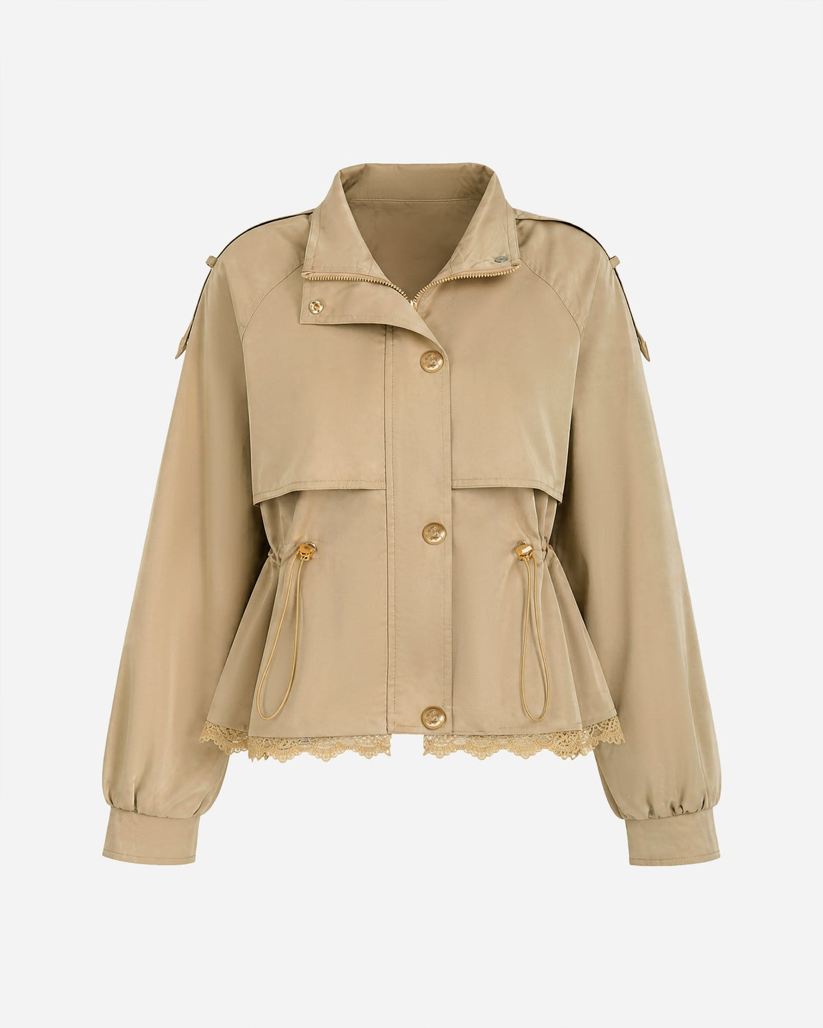 Women's Khaki Patchwork Zipper Jacket | Belluvyn