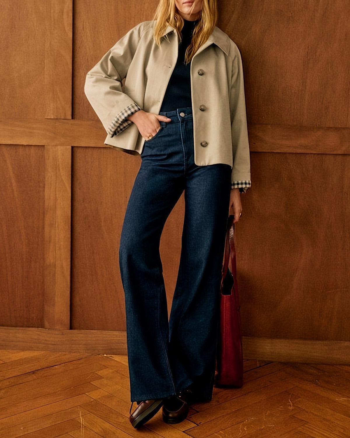 Women's Contrasting Pocket Casual Jacket | Belluvyn