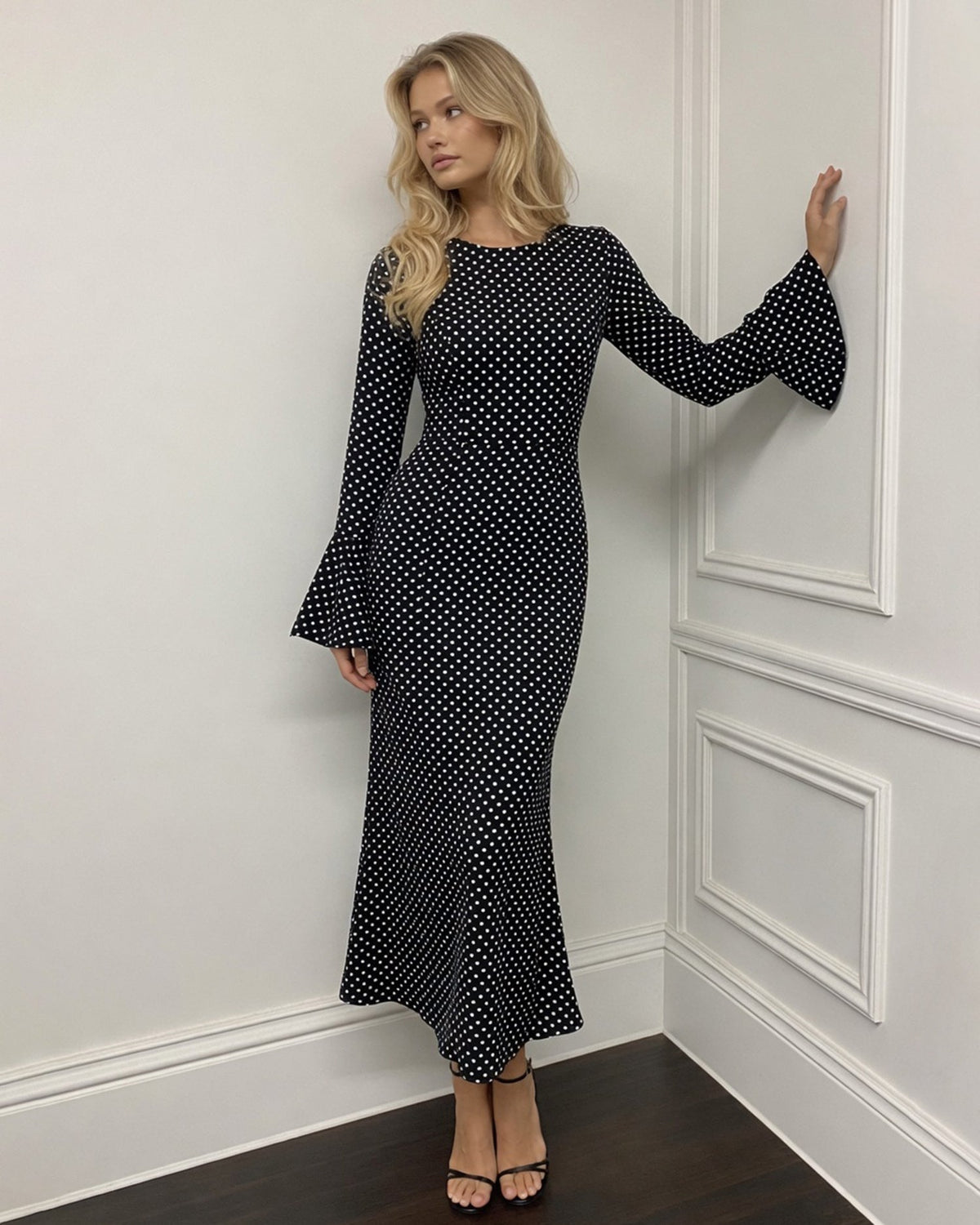 Women's Backless Polka Dot Maxi Dress | Belluvyn