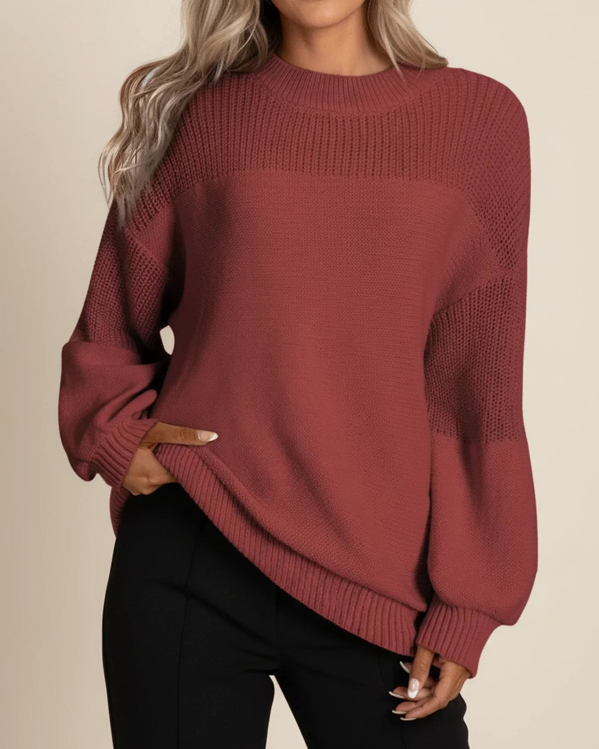 Women's Textured Knit Oversized Sweater | Belluvyn