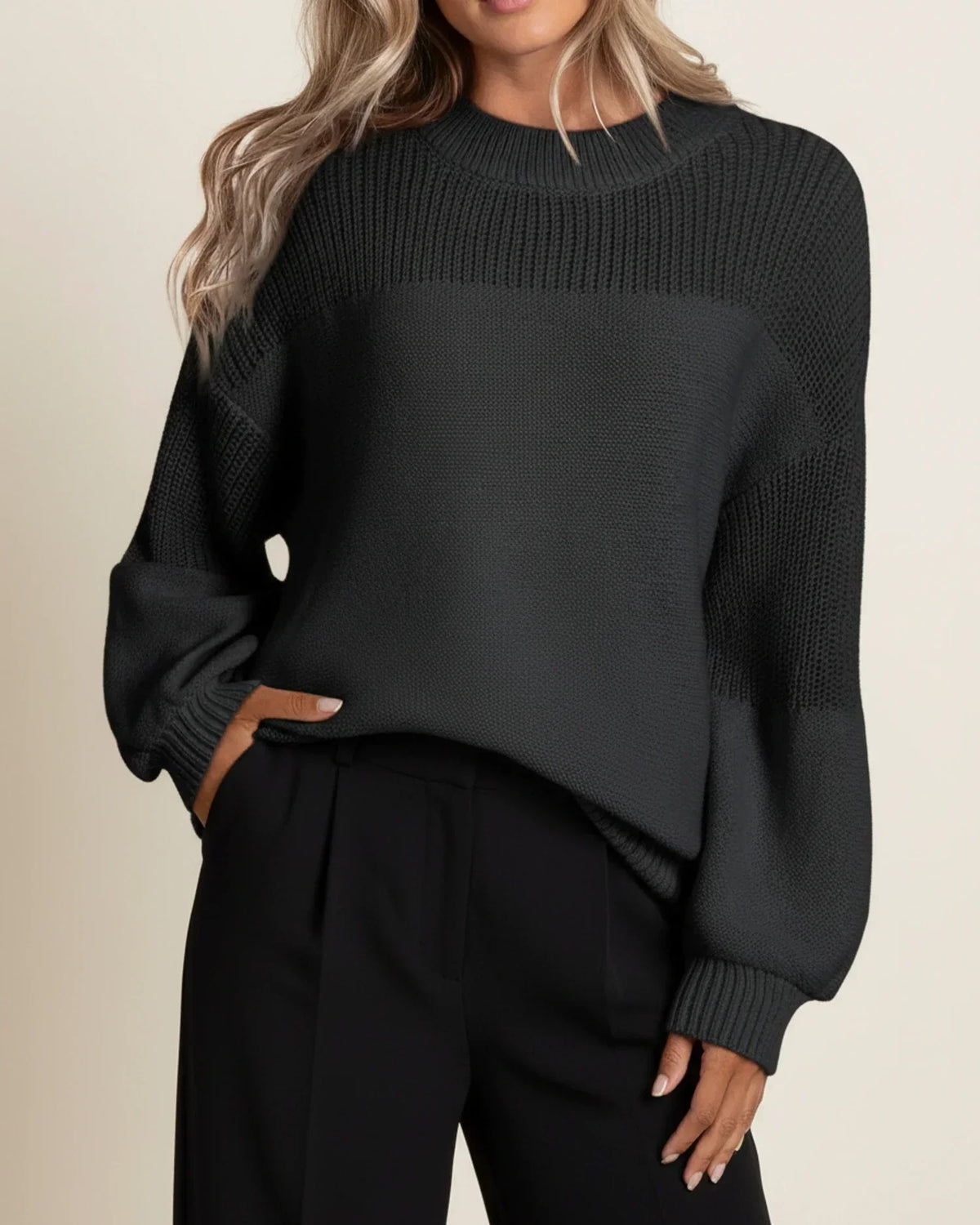 Women's Textured Knit Oversized Sweater | Belluvyn