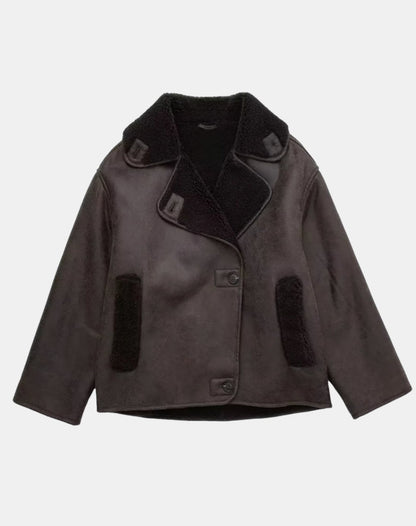 Women's Oversized Faux Shearling Moto Jacket | Belluvyn