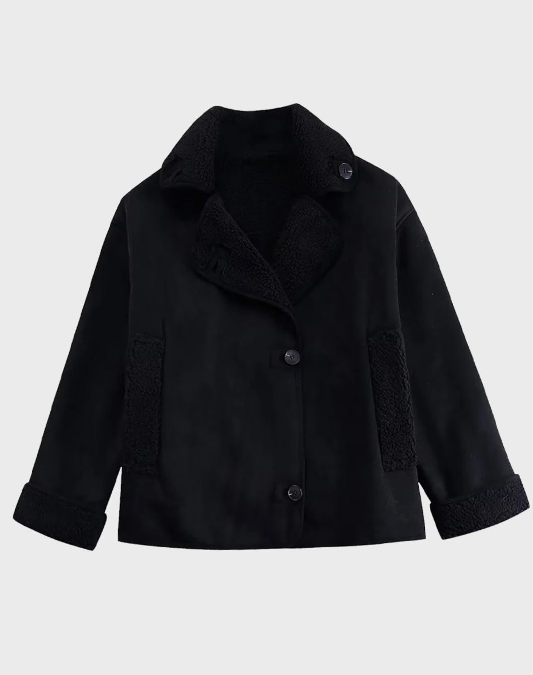 Women's Oversized Faux Shearling Moto Jacket | Belluvyn